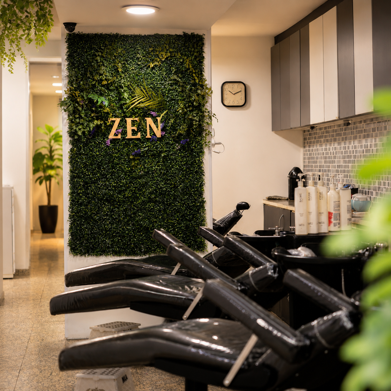 Área de lavatórios do Zen Hair Studio